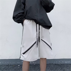 拉链冲锋短裤男夏季薄款美式高街机车潮流裤子E111P35,白色男鞋搭配裤子图片