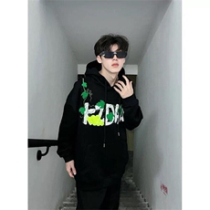 706-1-WY888-P75加绒P80现货港风葡萄刺绣网球毛巾绣连帽卫衣，男装卫衣，星座706-1