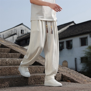 春夏新款帅气阔腿直筒裤风棉麻休闲裤男K2506-P70图片