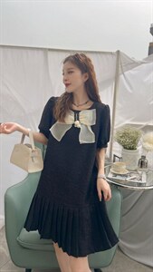 工艺蝴蝶结连衣裙，女装连衣裙，红衣情缘