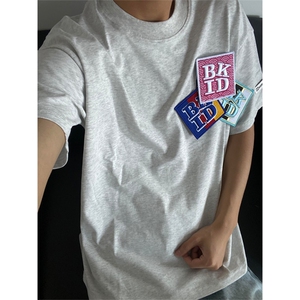 网图有货 美式夏季魔术贴短袖T恤男女纯棉情侣宽松上衣 A500-P38图片