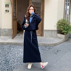 26新款现货大货已到店假两件卫衣?半裙套装6857-P170-K258，女装套装/套裙，2D034