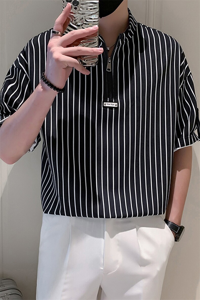 小伙风~夏季新款条纹中袖T恤衫V5013/P50,男装T恤,电商B331