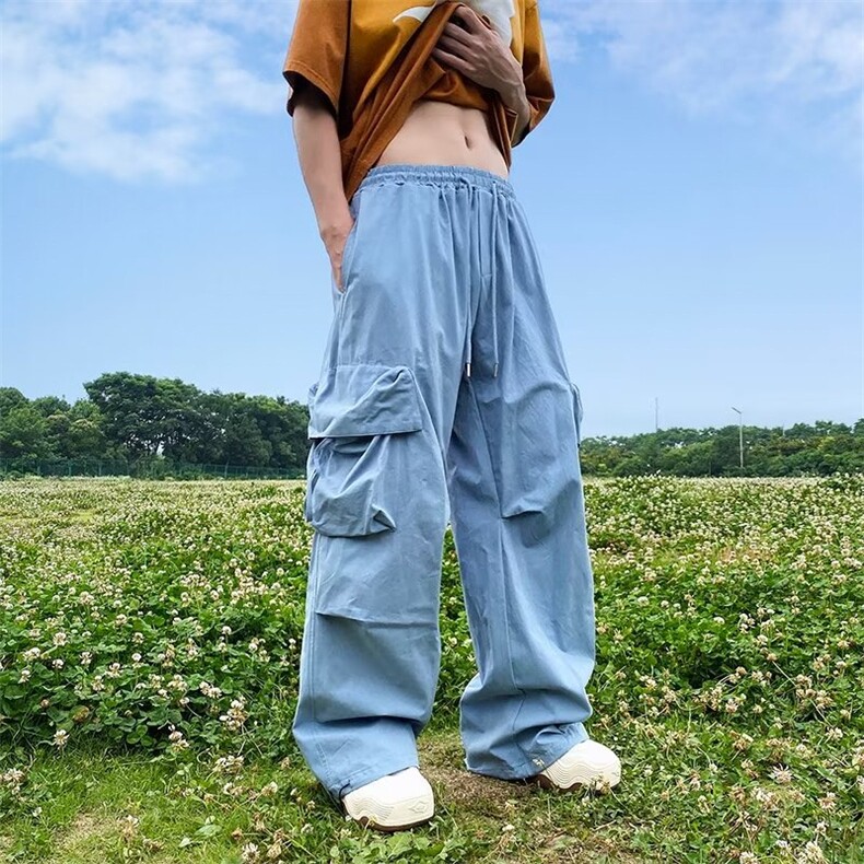 美式复古工装裤男女宽松高街长裤嘻哈潮流hiphop阔腿裤子TN27-P42,男装休闲裤,星座1008