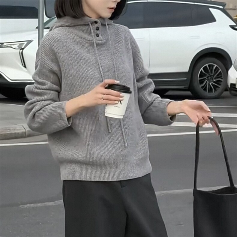 秋冬新款纯色连帽时尚百搭,针织衫/毛衣,泰沅羊绒