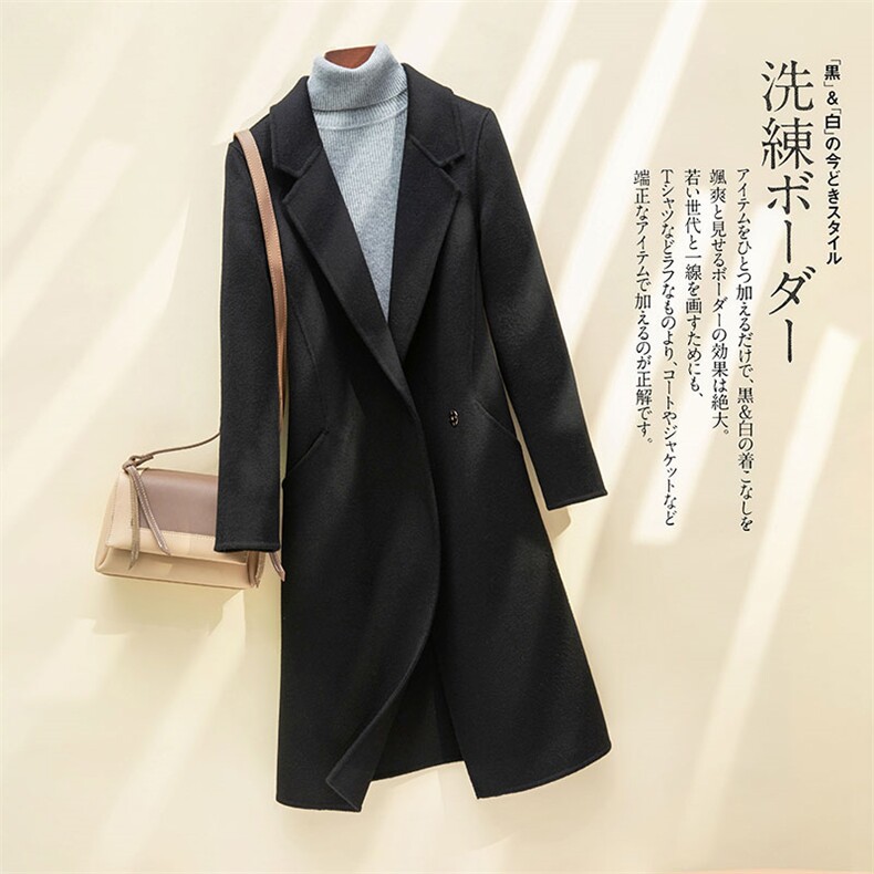 高端气质宽松茧型羊毛女驼色呢子毛呢外套秋冬双面羊绒大衣中长款，女装双面呢大衣，召鑫羊绒双面呢