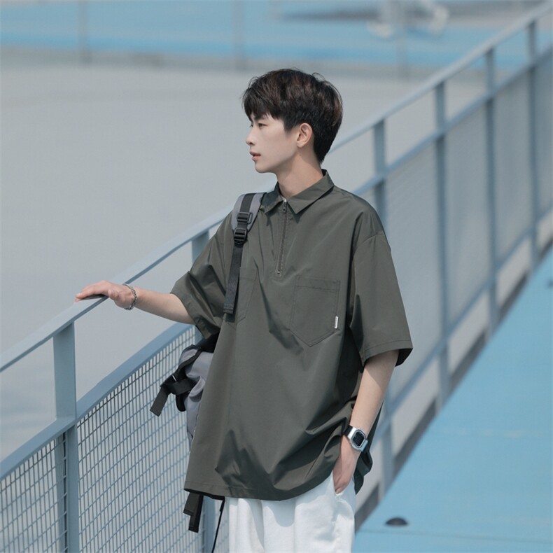 cityboy日系工装衬衫短袖男Polo衫冰丝速干潮牌潮流半袖衬衣夏,男装衬衫,星座226-3