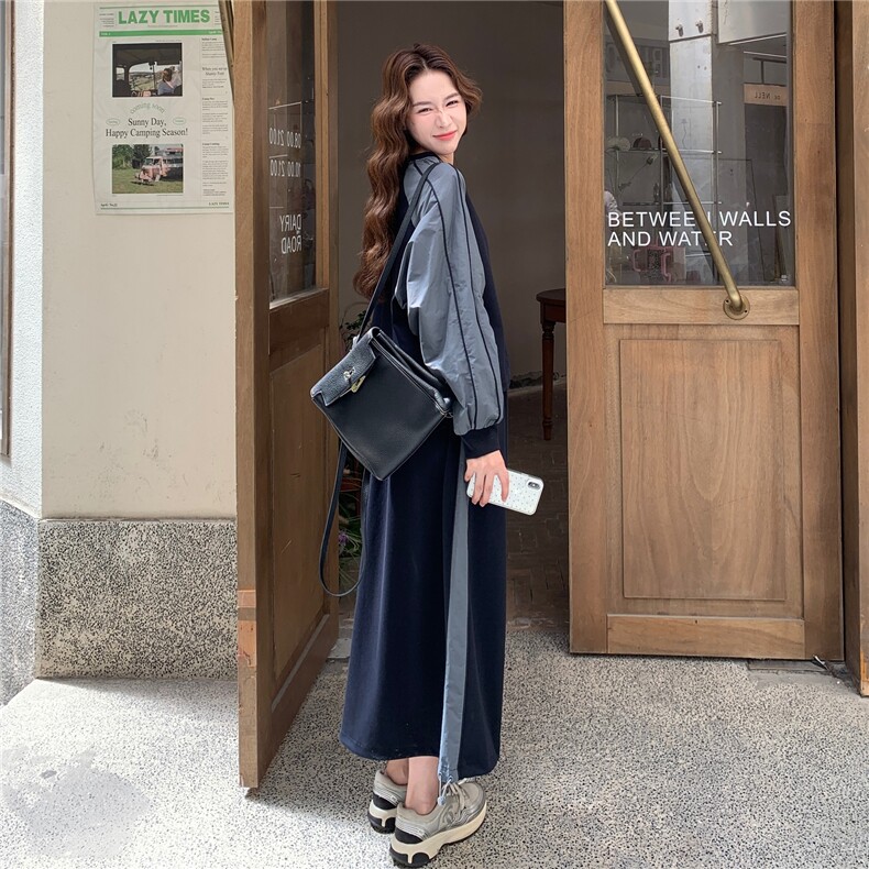 户外运动休闲卫衣套装裙女2025秋季新款宽松抽绳上衣半身裙两件套,女装套装/套裙,2C098