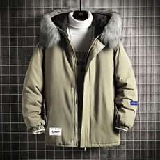 MM48062-P130冬季大毛领棉衣男士大码加厚棉袄男棉服网格，男装棉衣，电商A040A