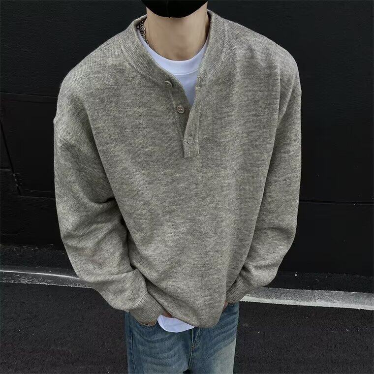 秋冬纯色圆领毛衣男女复古黑色保暖慵懒毛线YME117-P58,男装针织衫/毛衣,星座302B-2