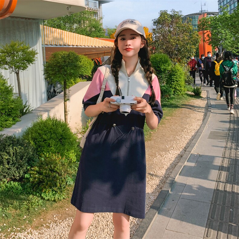 【活动2件9折】她系列专柜899元拼接运动连衣裙花溪2025年春季，女装连衣裙，帛香坊