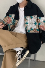 12024秋季新款中性风休闲宽松外套男潮拼接翻领7568P85控118，女装短外套，星座226-2