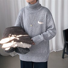 ！冬季加厚高领毛衣男百搭印花针织衫学生长袖打底衫GM601P55，男装针织衫/毛衣，电商B220