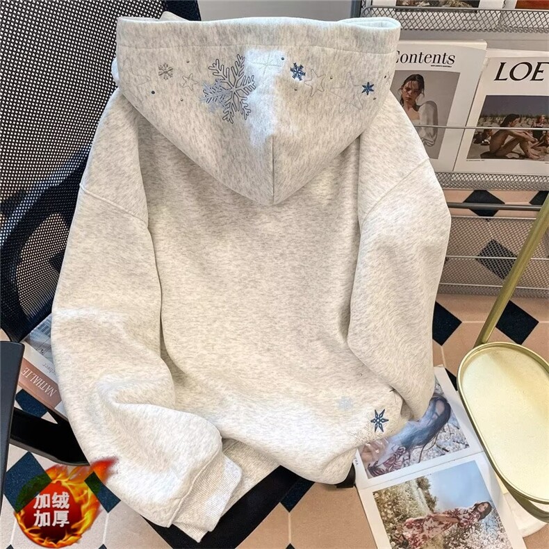 美式宽松连帽加绒卫衣男女同款秋冬潮牌2025新款上衣WY261P46,男装卫衣,星座1013-5