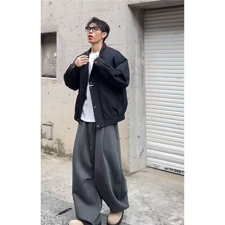 秋季美式慵懒风解构卫裤男女百搭宽松休闲运动弯刀裤K06083P55,男装休闲裤,星座1004（原星座815-3）