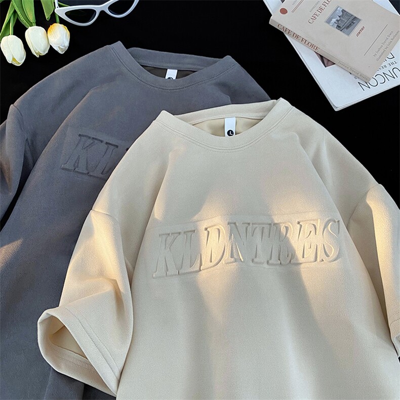 XZ904-XT35-P35数据款！麂皮绒钢印小众设计感短袖T恤，男装T恤，星座904