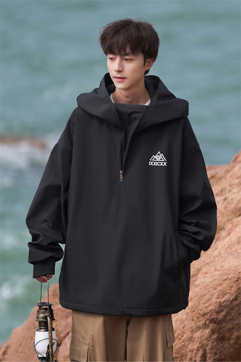 冬季新款休闲防水兔耳朵滑雪服男ins银狐绒大码保暖外套M38-P125,男装棉衣,电商A001-1