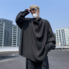 英伦斜垂感包边衬衫立领长袖套头立领C4540，男装衬衫，星座1116A-1（原606A）