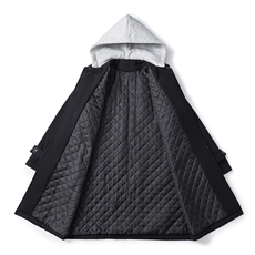 白底牛角扣加棉呢大衣可拆卸帽大码M-5XL外套男FY8716P138控188，女装短外套，星座227-7