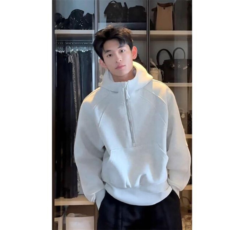 抖音得物高品质二开26春装重磅宽松结构拉链设计高领连帽卫衣W76,男装卫衣,电商A486