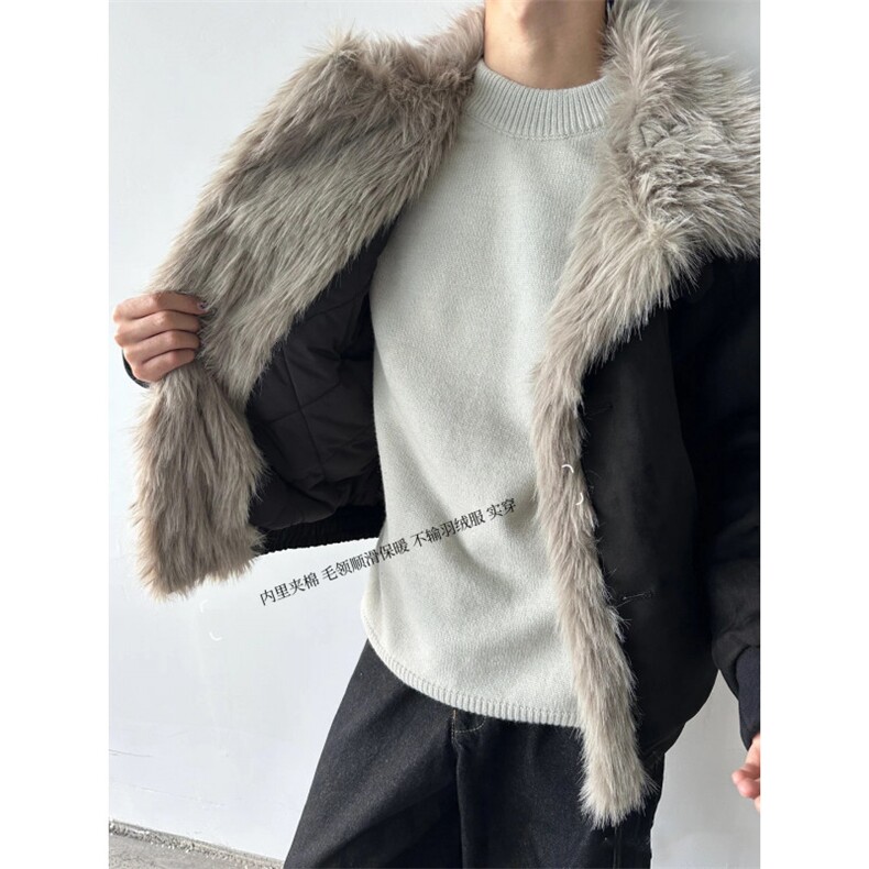 网图美潮麂皮绒座山雕棉服外套W1852,男装棉衣,电商B350