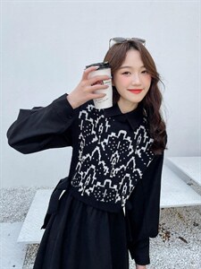 毛衣背心套裙图片