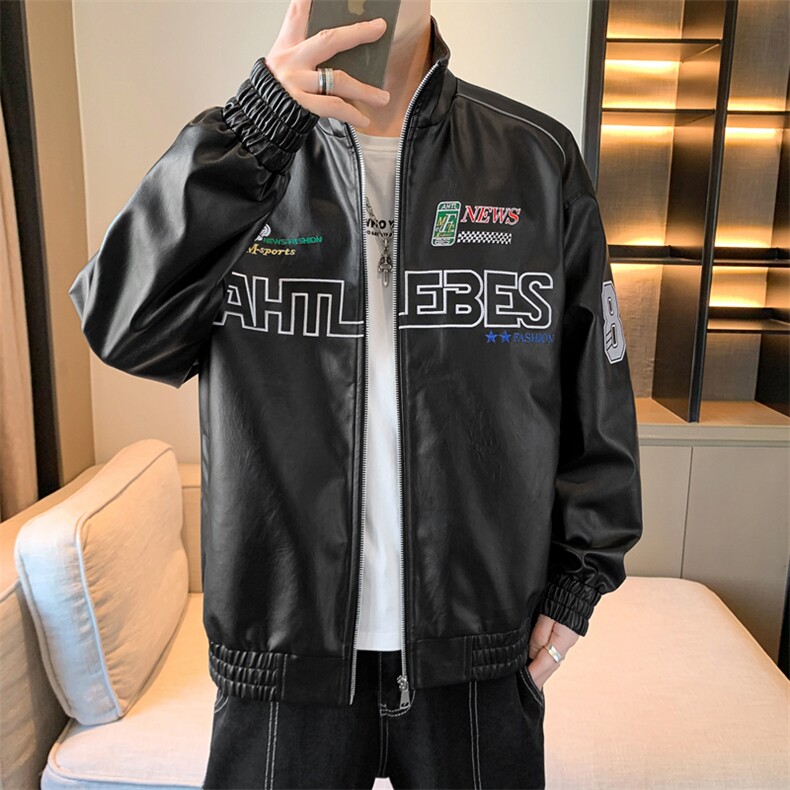 春季新款机车服夹克男潮炸街痞帅外套宽松赛车潮牌JK079-P83,男装夹克,星座308B-2