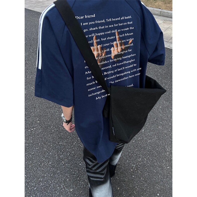 量大优供抖音视频支持得物品质配合二开美式三条杠短袖t恤ZD155,男装T恤,电商A486
