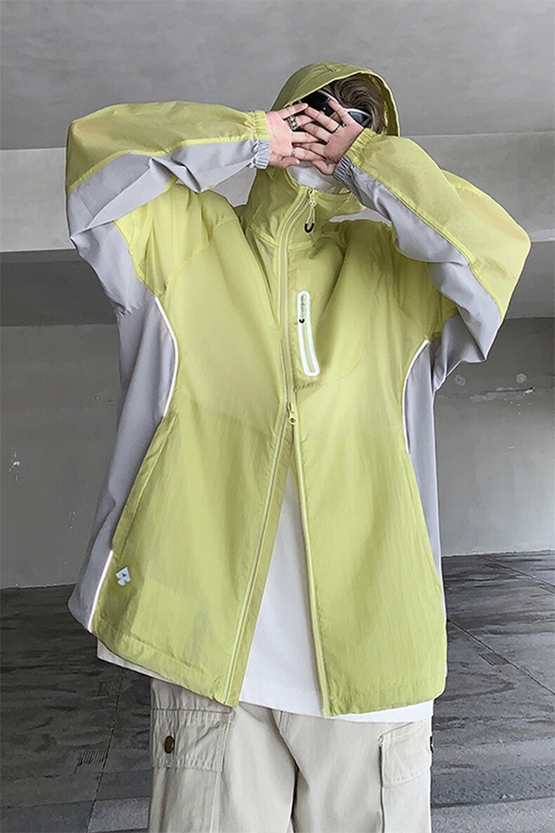 2024年夏季新款港风日系复古冰丝邹真抽绳连帽防晒衣男FS110-P50,男装防晒衣,星座313A(原308A-2)