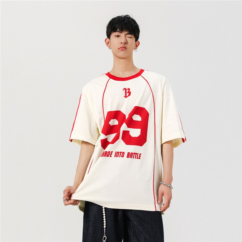 夏季美式复古宽松字母圆领球衣T恤潮牌短袖 T8606 /P58控件89图片