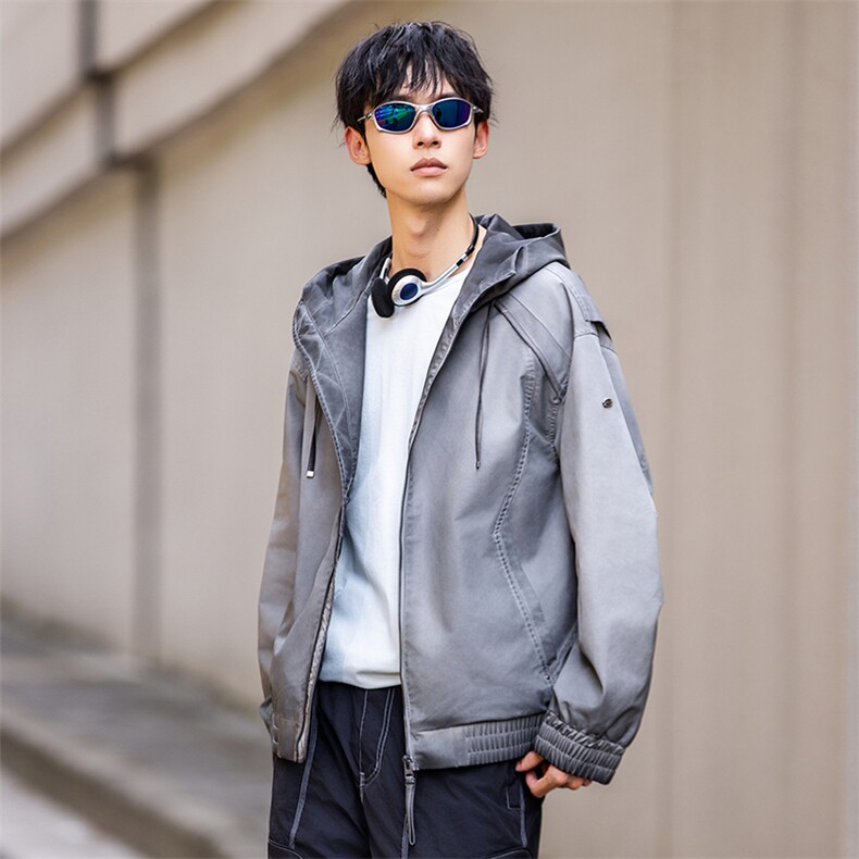 【限价289】2025秋季渐变色潮牌高端上衣宽松户外防风长袖外套男,女装短外套,电商D215