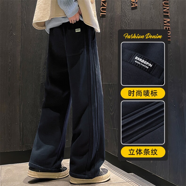 卫裤男士宽松直筒休闲裤春季条纹运动长裤子垂感拖地裤Z9860-P45,男装休闲裤,星座509