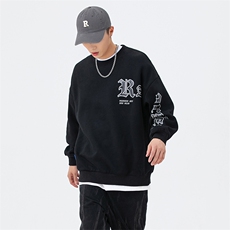 2023秋冬新款日系情侣撞色字母印花宽松圆领套头卫衣XZ055-P38，男装卫衣，星座914-3