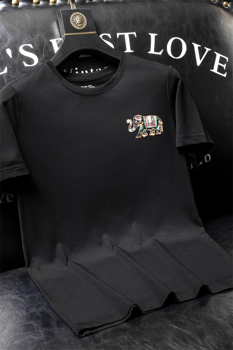 夏季套头短袖燙钻潮休闲圆领T恤亮片大码简欧QT4066-1-A8859-P45,男装T恤,电商A227B（原钱塘4066-1）