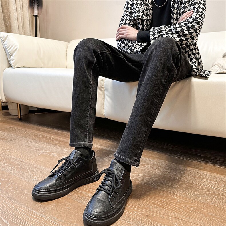 秋冬加绒休闲裤修身小脚男裤微弹力牛仔裤1412-1/607H/P60，男装牛仔裤，星座1412-1