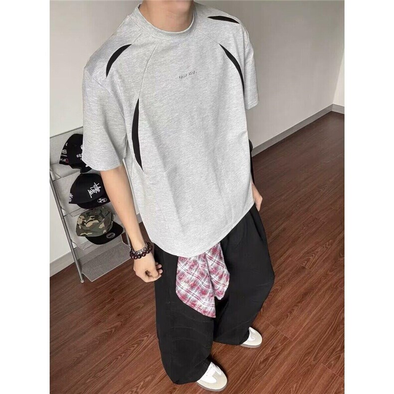 解构分割设计短袖男夏季cleanfit正肩t恤美式潮牌半袖LDT2711-P37,男装T恤,星座1008