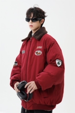 港风字母刺绣双开拉链翻领保暖棉服男女XZ213-MY9355-P148控168，男装棉衣，星座213