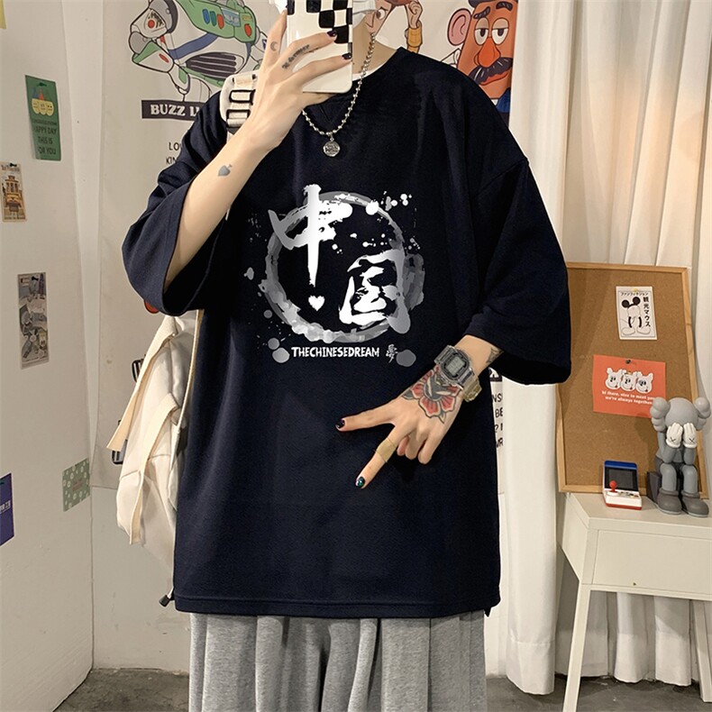 Q11134-P30春夏季七分袖t恤男大码五分袖男短袖中袖,男装T恤,电商A040
