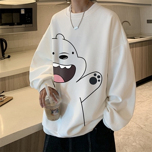 华夫格卫衣圆领卫衣男大码长袖t恤男外套 HW76131-P30加绒款-P40图片