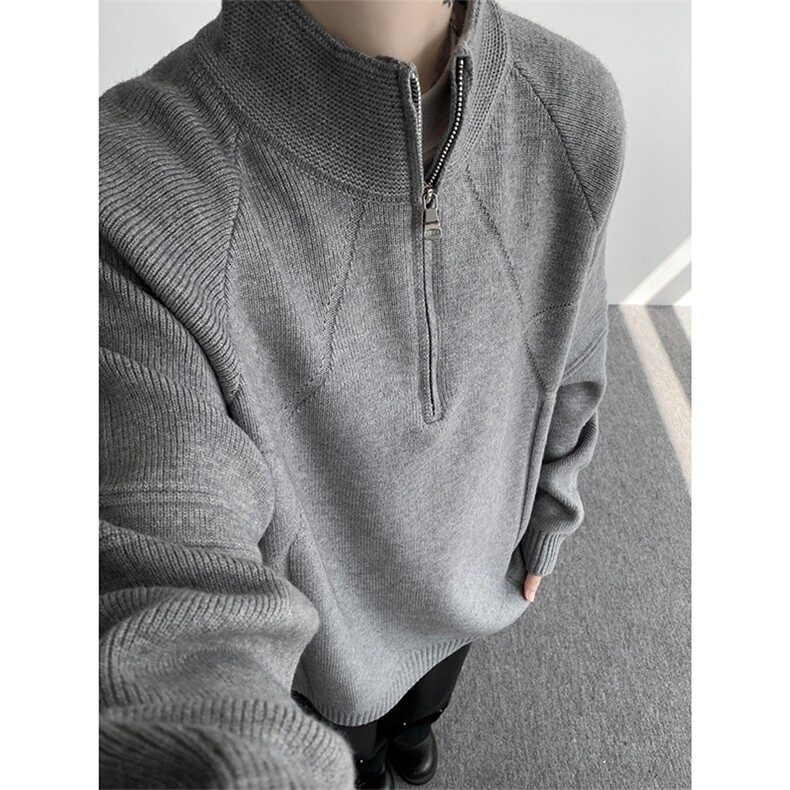 MY626-特55控98秋冬季半拉链高领毛衣男纯色大码针织衫外套,男装针织衫/毛衣,电商A058-1（原电商C417）