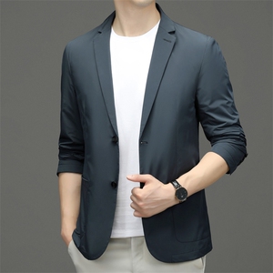 西服男2023秋季新款商务休闲时尚潮流百搭宽松男装纯色上衣外套图片