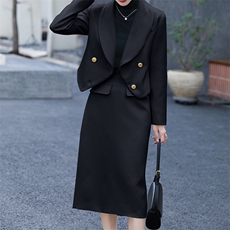 职业套装女2023春秋新款时尚气质女神范高级感小西装半身裙两件套，女装套装/套裙，卡杰菲