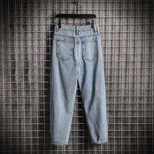 XZ103A-k721-P50-限价78 网格日系大码破洞牛仔肥仔图片