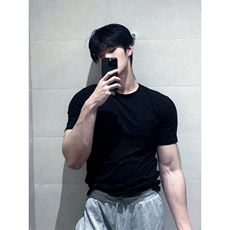 白色230g纯棉收袖口t恤男重磅cleanfit显肌肉小领口修身半袖TD11，男装T恤，星座1116A（原606A-3）