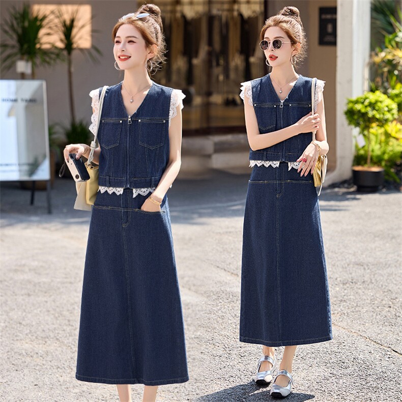轻熟牛仔时尚套装女2025夏季新款韩系穿搭洋气马甲半身裙三件套,女装套装/套裙,艾仟回(原伊仟回)