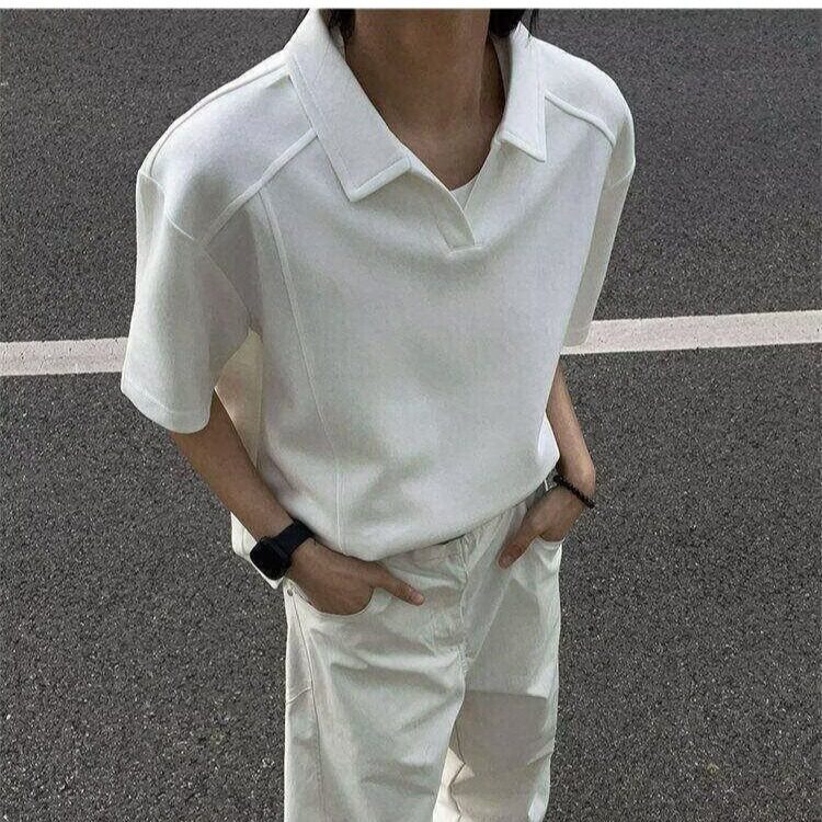 夏季T恤男女美式cleanfit复古设计感短袖T恤polo衫情侣LD9100-P33,男装T恤,星座1008