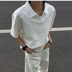 夏季T恤男女美式cleanfit复古设计感短袖T恤polo衫情侣LD9100-P33，男装T恤，星座1008