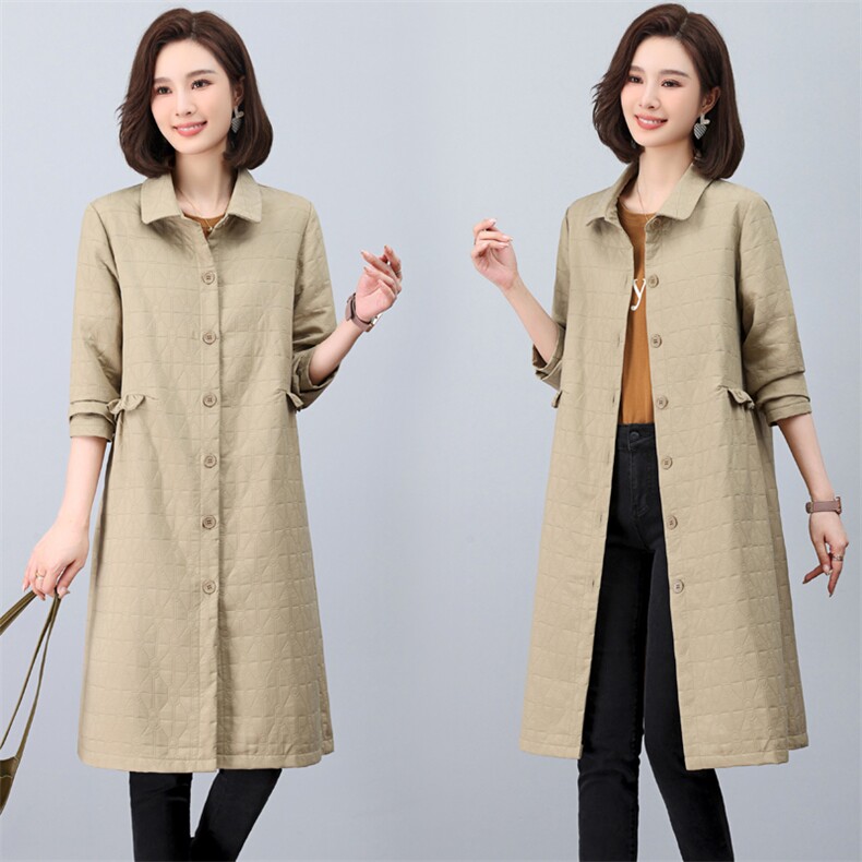 2024年春季新款长袖风衣女中长款韩版休闲百搭外套女士开衫春秋装，女装风衣，简韵佳