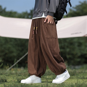 风秋冬休闲裤男宽松大码阔腿哈伦裤潮流灯芯绒长裤子AK13P45图片