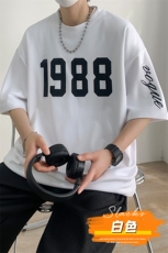 冰氧仿棉短袖港风白墙夏季休闲百搭刺绣纯色男上衣TC3147-P22控48，男装T恤，星座717